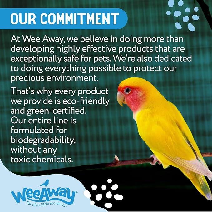 Wee Away Bird Cage Cleaner for Small Cages, Droppings Remover, Enzyme Cleaning Spray for Perches, Feeders, and Walls, Unscented, 16 fl oz