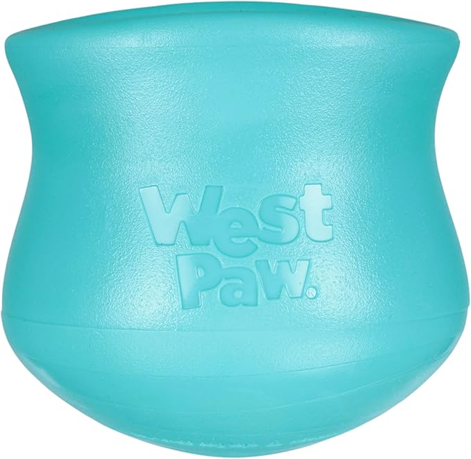 WEST PAW Zogoflex Toppl Interactive Treat Dispensing Puzzle Dog Toy for Mental Stimulation & Enrichment-Holds Kibble & Treats-Lickable, Freezable & Dishwasher Safe-Made in USA-Large-Teal