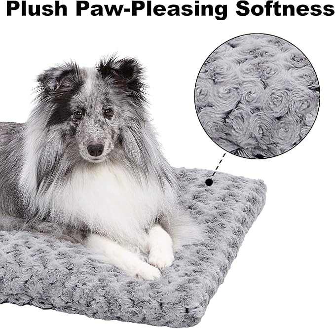 MidWest Homes for Pets XXS QuietTime Deluxe Gray Ombre Swirl Plush Pet Bed, Machine Washable, Non-Skid Bottom, Soft Crate Mat for 18-inch Crates