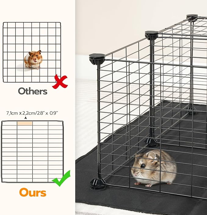 HOOBRO 24 Panels Guinea Pig Cage with Waterproof Mat, Small Animal Playpen, Rabbit Cage, Bunny Cage, Chicken Cage, Pet Playpen, Indoor Outdoor Yard Fence, 57 x 31.5 x 23.6 Inches, Black BK03PP03