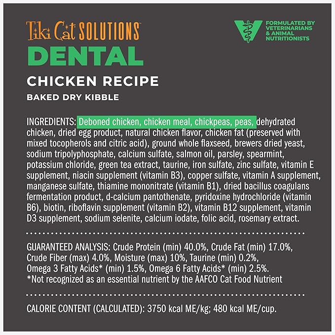 Tiki Cat Solutions Dry Cat Food, Dental, Chicken, 5.6 lbs. Bag