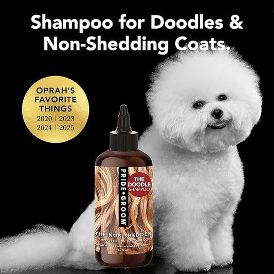 Pride and Groom The Non Shedder | Dog Grooming Shampoo for Doodles and Dogs that Do Not Shed | Tearless All Natural Body Wash with Coat-Specific Ingredients that Enhance Shine – 16oz