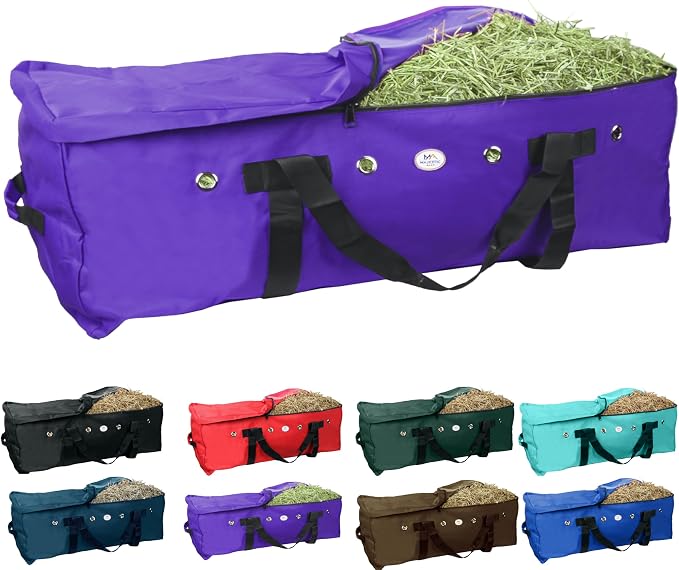 Majestic Ally 1200 D Nylon Fabric Large 44” x 20” x 16” and Extra Large 52" x 27" x21" Heavy-Duty Hay Bale Storage Bag (Purple, X-Large)