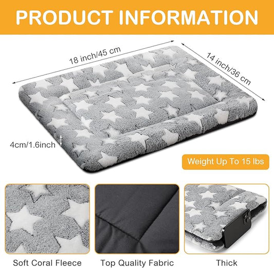 VitalCozy 4 Pcs Dog Crate Pads, Ultra Soft Warm Washable Anti-Slip Kennel Bed Mat for Pets, Reversible, Replaceable, Cozy Cage Liner for Small Medium Large Dogs and Cats(18 x 14 x 1.6 Inch,Gray)
