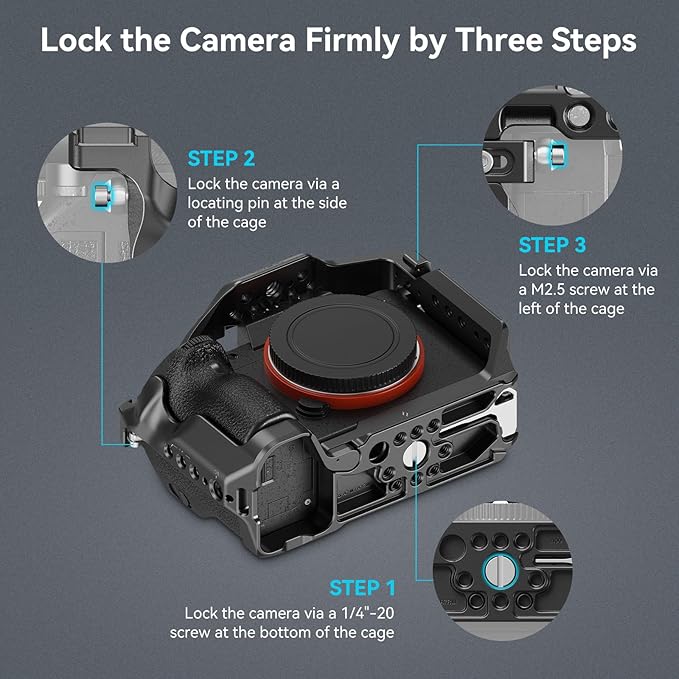 SmallRig A7 III / A7R III Camera Cage Kit for Sony Alpha 7 III/Alpha 7R III, Full Cage with Top Handle for ARRI and Cable Clamp, Built-in Cold Shoe and NATO Rails - 4198