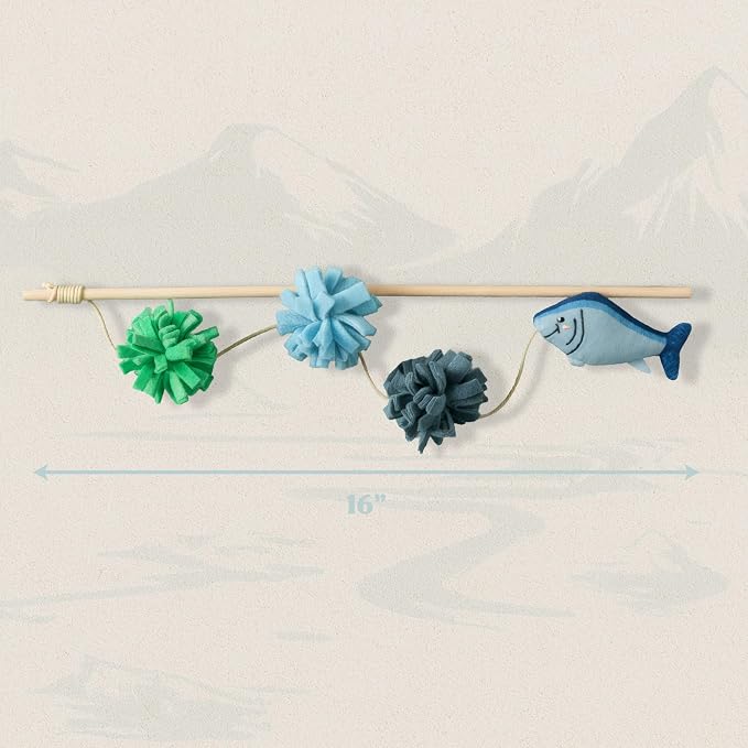 Cat Toys | Plush Fish Teaser Cat Wand Toy | Eco Friendly Interactive Cat Toys for Indoor Cats