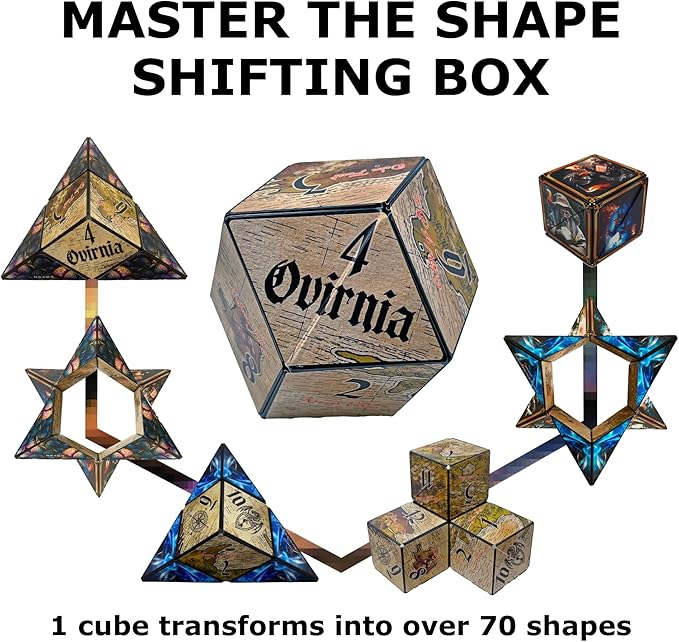 Shashibo Shape Shifting Box - Award-Winning STEM Fidget Toy with Ultra Strong Magnets - Puzzle Cube Transforms Into 100+ Shapes, Perfect Sensory Gift for Kids, Teens, and Adults (Tales of Ovirnia)