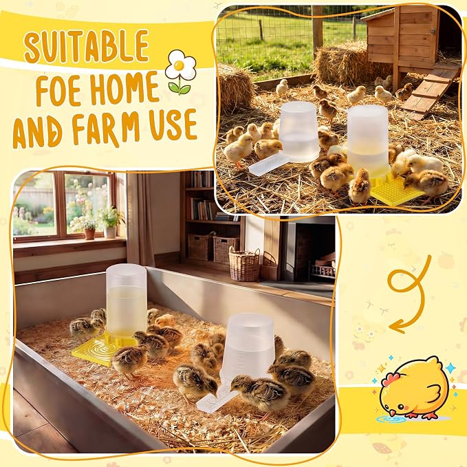 Feekoon 2Pack 400ml Quail Water Feeder, Anti Drowning Design, Ideal for Button Quail, Quails, Baby Chicks, Ducks, and Baby Birds, Safe and Durable Waterer, Easy to Install and Clean