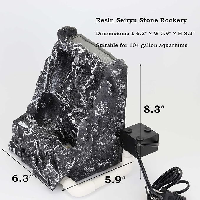 Dynamic Aquarium Decoration Sand Waterfall, Large Resin Model Seiryu Stone for Aquascaping with Water Pump and White Aquarium Sand, Fish Tank Accessories Hardscape