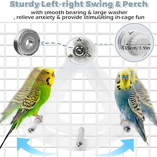 Bite-Resistant Acrylic Rocking Bird Nail Trimming Perch Stand Easy to Clean, Interactive Bird Toys for Parakeets for Cage, Budgie Puzzle Toys for Parrots, Small Birds Enrichment Toy for Lovebird