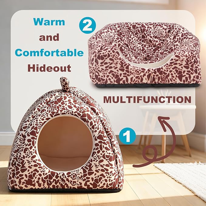 Guinea Pig Bed Rabbit Hideout Warm Fleece Cuddle Cup Washable Sleeping House for Small Animals Pet/Ferret/Chinchilla/Bunny (Red Spots)