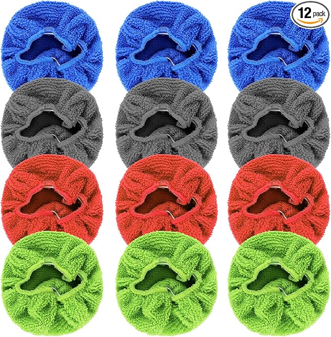 wuyaoyao 12PCS Car Windshield Cleaning Tool Bonnets, Microfiber Cleaning Cloth for Windshield Cleaning Tool, Replaced Car Care Microfiber Windshield Cleaner Cloths Pad, Fits 3" Plate (12PCS)