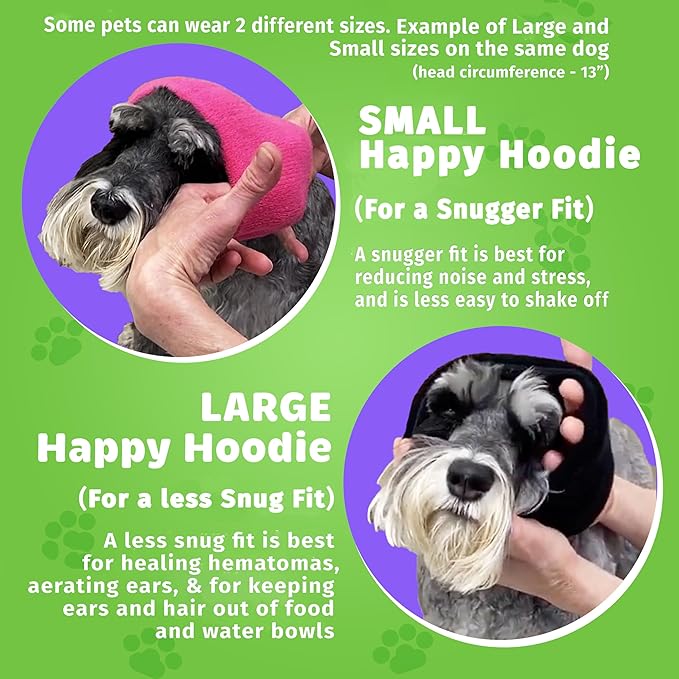 Happy Hoodie The Original Dog & Cat Calming Band - American Brand - Anxiety Relief/Noise Protection-Grooming-Thunder-Fireworks (Large, Pink) - Since 2008