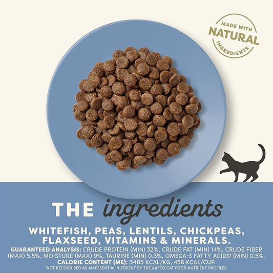 Applaws Complete Dry Cat Food, Grain-Free, Limited Ingredient with Added Vitamins & Minerals, Protein, Supports Digestion, Whitefish (4 Pound Bag)