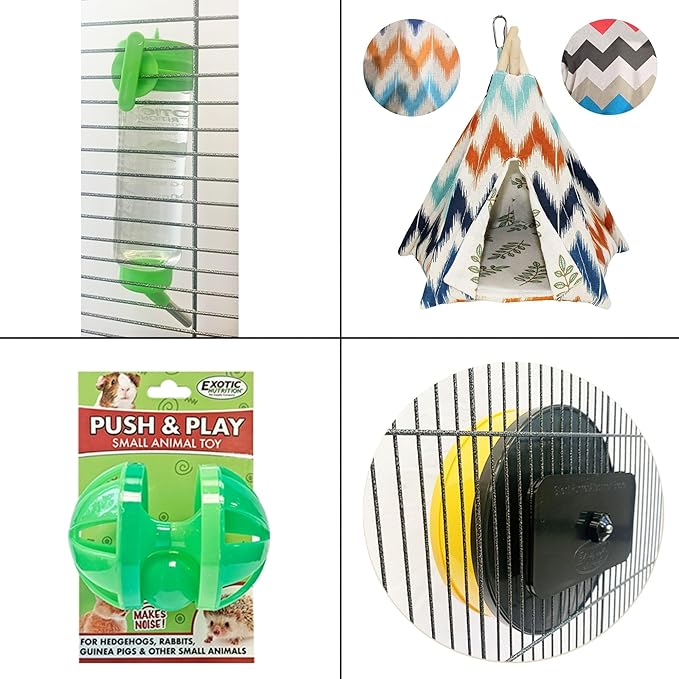 Colossal Castle Hamster Cage Set - New Hamster Supply Starter Package Kit - Includes Cage, Exercise Wheel, Food Dish, Water Bottle, Accessories