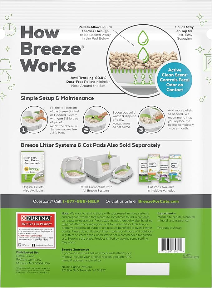 Purina Tidy Cats Breeze Litter Pellets, Enhanced Litter Pellets 3.5 lb (Pack of 4)