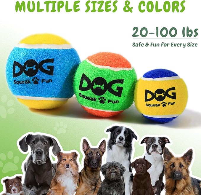 INSUM Squeaky Balls for Dogs, Squeaky Dog Toys Balls for Fetch, Funny Puppy Chew Toys, Built-in Squeaker, Idea for Doggie Birthday Gift, Small - 4 Pack