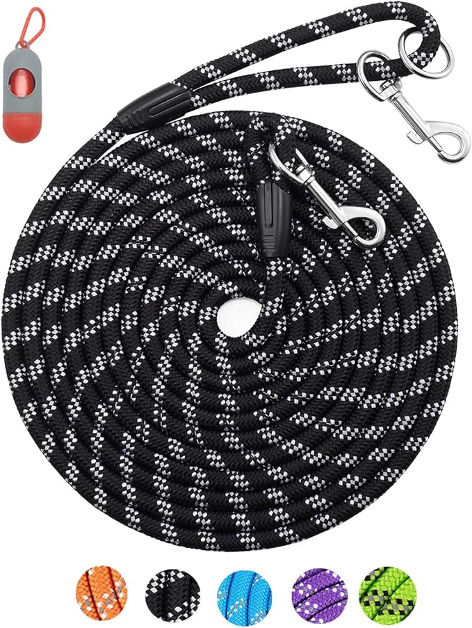 Long Dog Leash for Large Dogs - 16FT/50FT Reflective Rope, Heavy Duty for Training, Walking, Camping