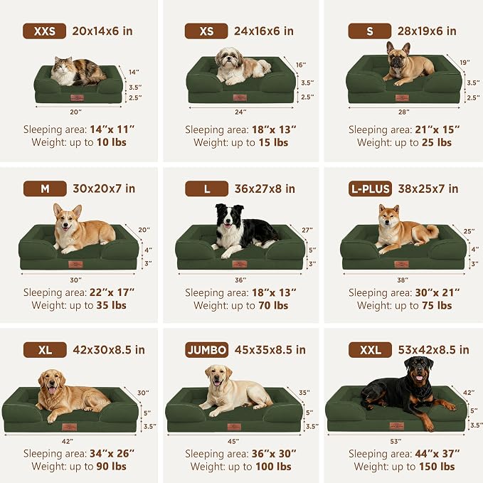 Comfort Expression Orthopedic Dog Bed for Extra Large Dogs with Bolster | Waterproof Dog Couch Bed with Washable Cover & Non-Slip Bottom, Supportive Egg Crate Foam XL Pet Bed, 45x35 Inch