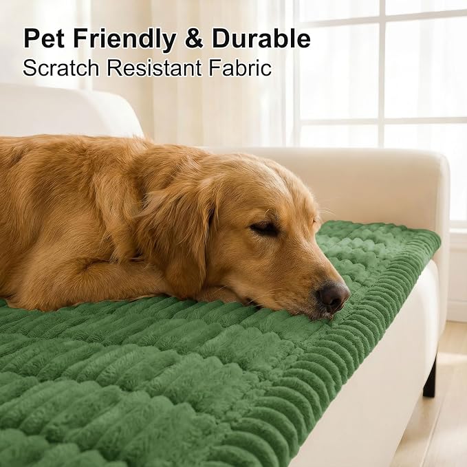 Smiry Couch Cover for Dogs, Non Slip Washable Sofa Protector for Pets, Soft Furniture Cover for Pet, Stylish Sofa Covers, Cozy Protect Against Fur, Dirt & Everyday Messes (Olive Green, 27.6" x 59")