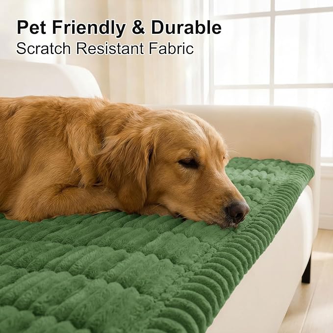 Smiry Couch Cover for Dogs, Non Slip Washable Sofa Protector for Pets, Soft Furniture Cover for Pet, Stylish Sofa Covers, Cozy Protect Against Fur, Dirt & Everyday Messes (Olive Green, 35.4" x 63")