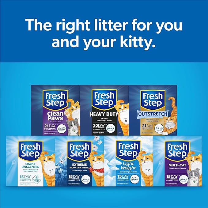 Fresh Step Extreme Clumping Litter with Febreze Freshness,Mountain Spring Scent Clumping Cat Litter with Guaranteed Odor Control,14 lb. Box,(Pack of 2)
