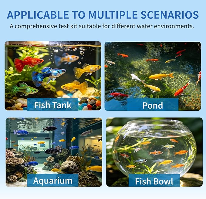 12 in 1 Accurate Aquarium Test Strips - 170 Strips | Fish Tank Aquariums Water Test Kit | Fresh & Salt Water Testing Kit | Includes Ammonia, Phosphate Strips and More.