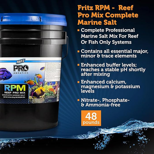 Fritz Aquatics Reef Pro Mix (RPM) Complete Marine Salt Advanced Formula for Optimal Reef Health & Stability (48-Pound)
