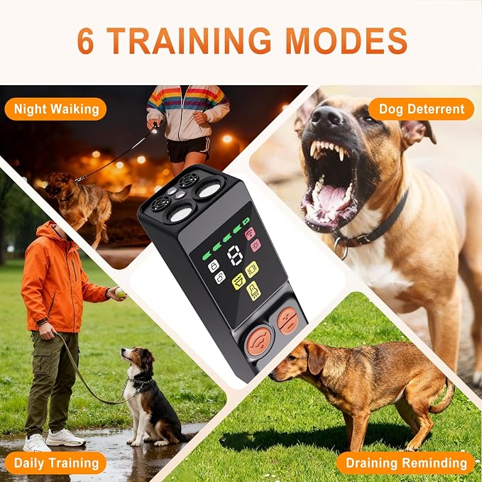 Dog bark deterrent device, bark stop device with a range of up to 50 feet, dog training ultrasonic device, portable anti barking tool, rechargeable anti barking device for indoor and outdoor (Black)
