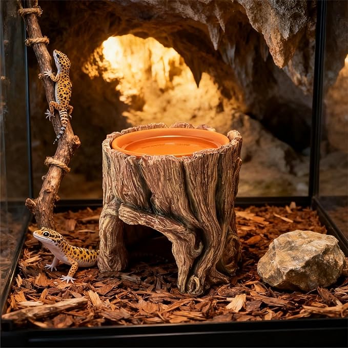 Reptile Hide Cave Hideout Habitat House Decor with Clay Water Basin Humidifying Help Shedding for Leopard Gecko Snake Ball Python Tortoise Toad Tarantula Frog