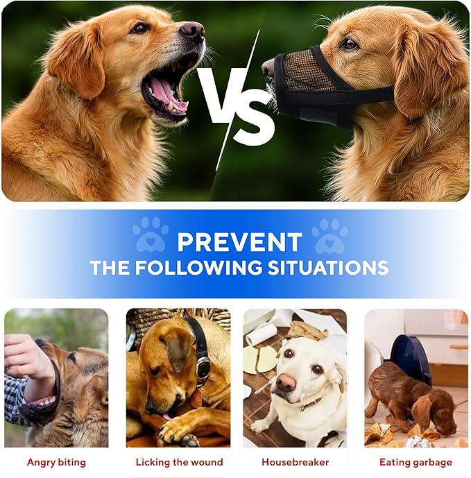 Evollax Dog Muzzle Medium Sized Dogs - Soft Muzzle for Medium Sized Dog with Air Mesh | Adjustable Mussle to Stop Biting Barking and Chewing | Allows Panting and Drinking