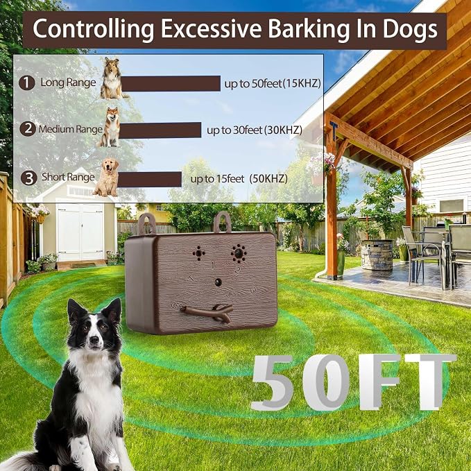 GlossyEnd Anti Barking Device for Dogs, 50 FT Ultrasonic Dog Barking Control Device, 4 Modes Bark Box,Neighbor Dog Silencer, Dog Barking Silencer for Indoor and Outdoor Use
