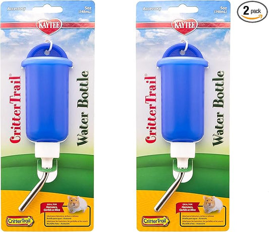 Kaytee CritterTrail Water Bottle for Pet Hamsters, Mice and Gerbils, 5 oz,Blue (Pack of 2)