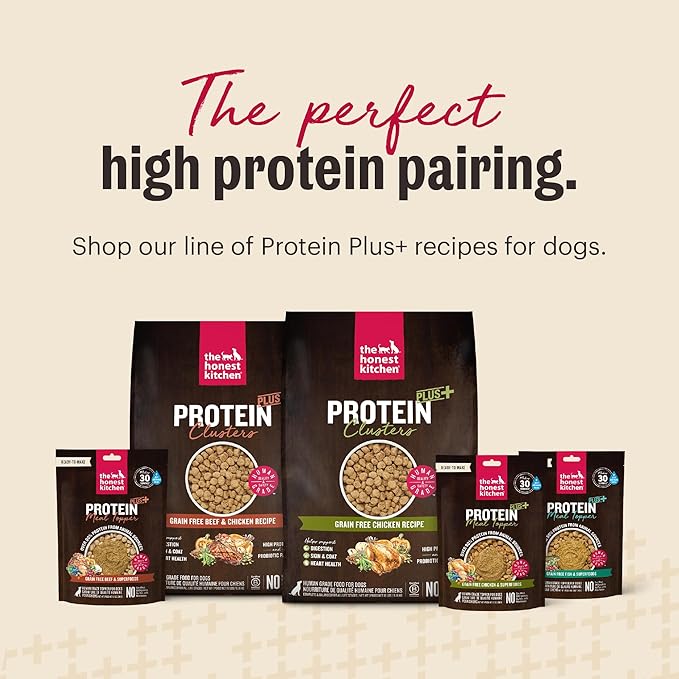 The Honest Kitchen Human Grade Protein Plus+ Dehydrated Meal Topper: Grain Free Fish Superfoods, 12oz Pouch