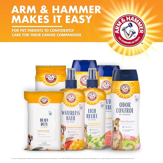 Arm & Hammer for Pets Super Deodorizing Dog Spray with Baking Soda for Odor Control Freshens Coat Between Baths pH Balanced Formula for Dogs Kiwi Blossom 8 FL OZ 2 Pack Dogs and Puppies Daily