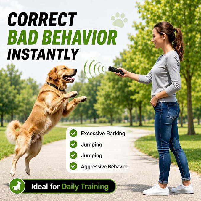 Trainer Ultrasonic for Dogs, Anti Barking Device for Dogs, 32 Ft Range Barks No More, Dog Training Device Safe & Rechargeable for Indoor &Outdoor (1PC)