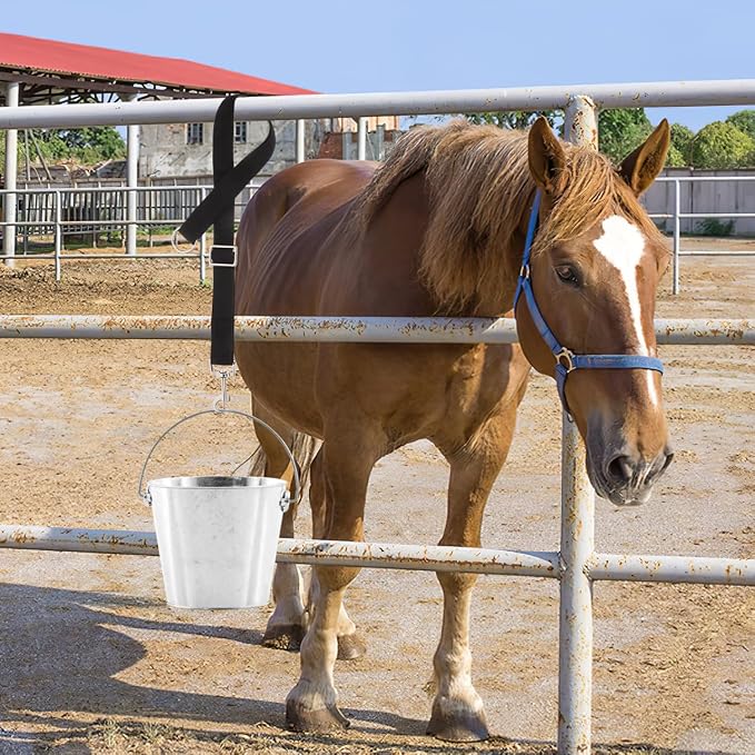 balacoo Adjustable Bucket Straps for Horses 4-Pack High-Strength Nylon Hanging Straps for Water Buckets Stall Accessories Secure Feeder Hanger for Equestrian Farm Use