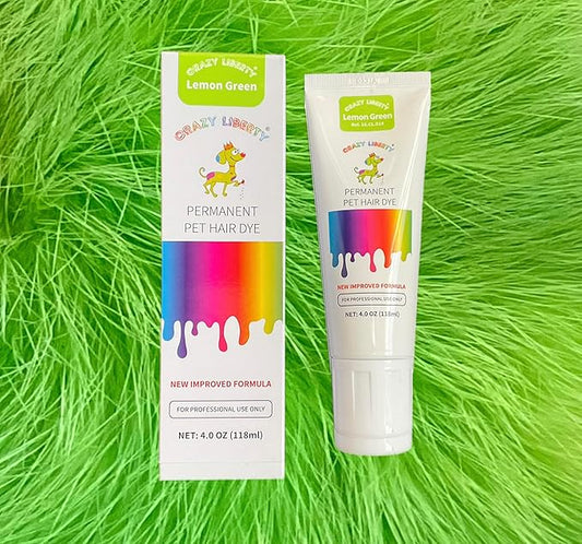 Crazy Liberty Permanent Pet Hair Dye for Dogs and Horses (Lemon Green) – Professional Grooming Color Gel, for Creative Groomers, 4 Fl Oz