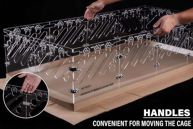 Acrylic Guinea Pig Cages - 3x3ft Small Animal Cage | DIY Extendable | Easy-to-Clean Disposable Bottom (Without Lid)
