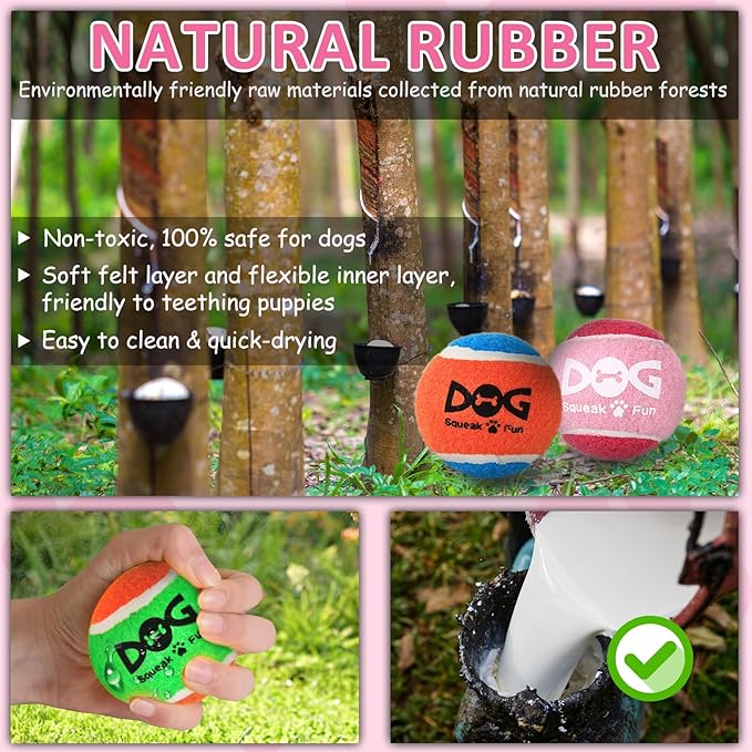 INSUM Pink Squeaky Tennis Balls, Girl Dog Birthday Toys Gifts for Small Medium Large Female, Cute Presents Girl Dog Accessories