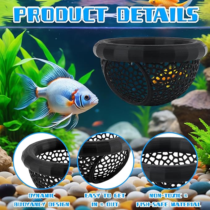 1PC Fish Feeding Ring - Floating Aquarium Feeder & Betta Fish Tank Ring, Black 2.63' 'Feeding Circle for Fish Tank Decor - Floating Betta Hammock & Fish Feeding Station Floating Hammock Shrimp Shelter