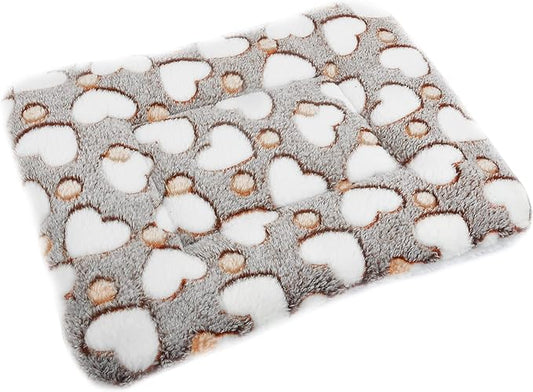 Small Animal Bed Mat, Soft & Warm, Suitable for Guinea Pig, Hamster, Rabbit, Rat and Bearded Dragon (X-Large(13.3''x9.4''), Heart Brown)