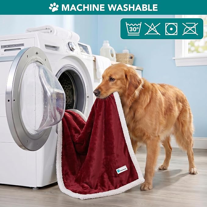 PetAmi Dog Blanket for Small Medium Dogs and Cats, Soft Sherpa Fleece Pet Blanket Throw for Puppies Kittens, Reversible Plush Couch Cover Protector Sofa Bed Crate, Machine Washable, 60x40, Dark Red