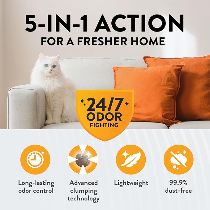 ARM & Hammer Hardball Lightweight Platinum Multi-Cat Clumping Cat Litter Odor Control, Easy No-Mess Scooping, Garden Bloom Scent, 14.5 Lbs.