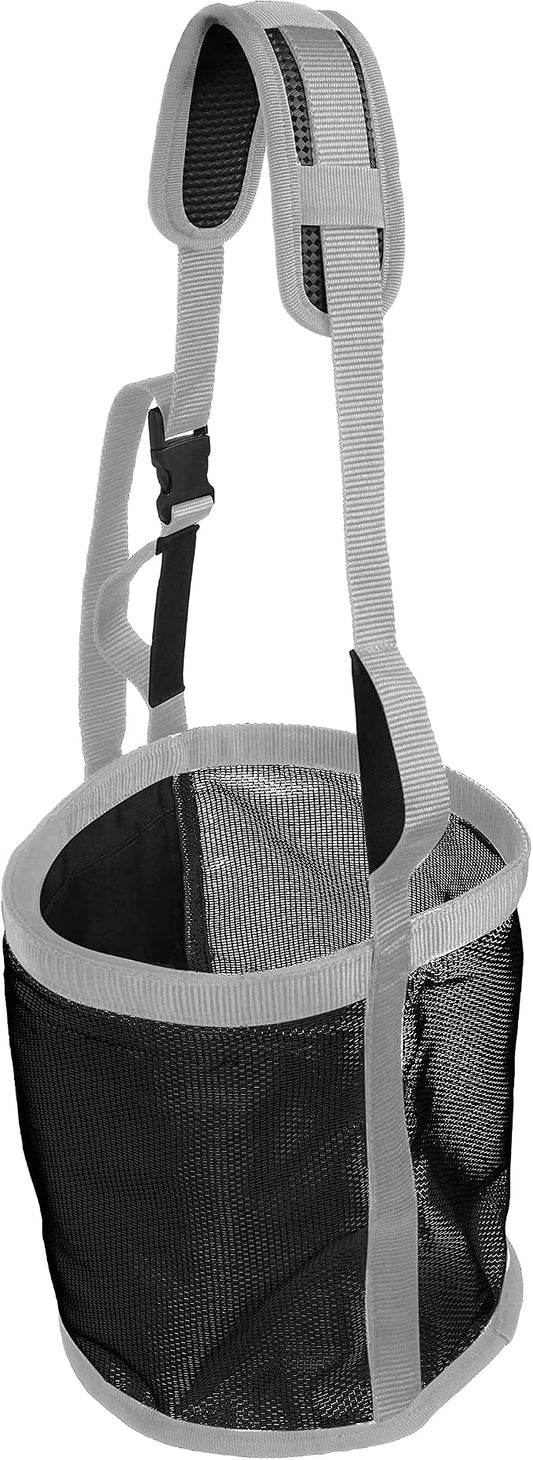 Majestic Ally Horse Feed Bag, Heavy Duty Nylon Mesh Grain Feed Bag, Adjustable Strap with Durable Snap and Elastic Straps, Comfort Neck Pad and Nose Pad- Large (Full, Black)