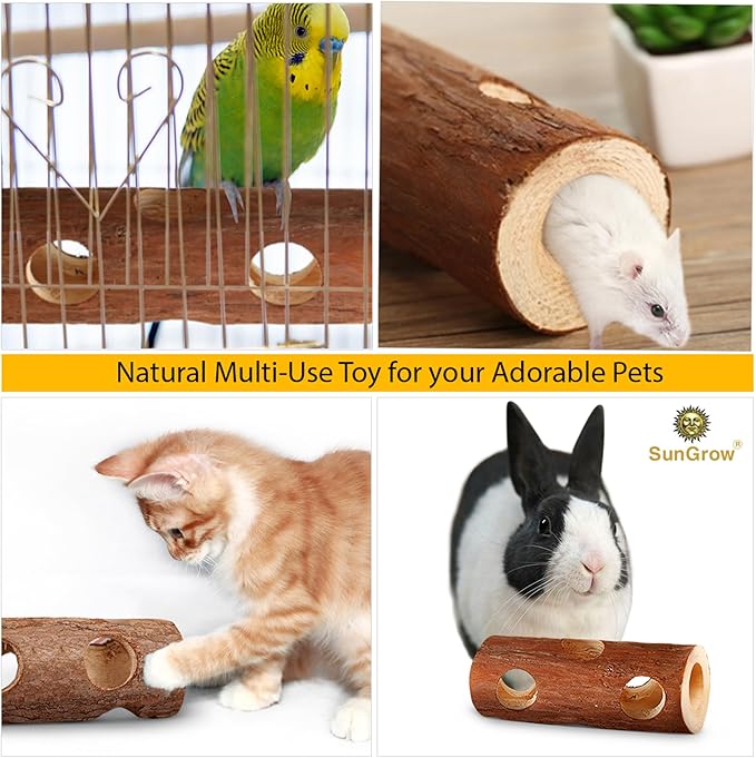 SunGrow Rabbit Log Chew, 8 Inches, Fresh Lumber Contemporary Textured Design, Log Chew Teeth Care Toy, for Chinchilla, Hamster, Guinea Pig, Gerbils, Small Animals