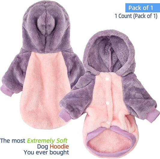 FabriCastle Dog Hooded Sweater, Dog Clothes for XXS XS Small Dogs Girl & Cats, Soft and Warm Pet Coat, Winter Pet Jacket, Doggy Apparel Costumes, Puppy Outfits Snap On Hoodies (Pink Body, Small)