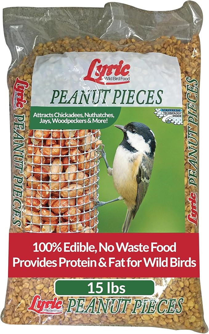 Lyric Sunflower Kernels No Waste Wild Bird Seed 25 lb Peanut Pieces - Shelled Peanuts for Wild Birds 15 lb - Perfect for Your Backyard Feeders