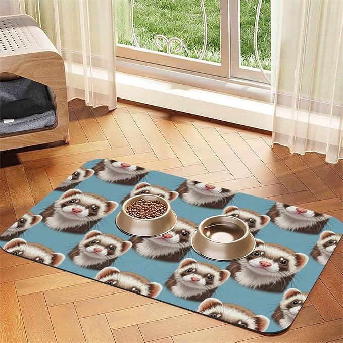 Dog Food Mat Placemat Non Slip Waterproof Placemat for Cat & Pet (Ferret)