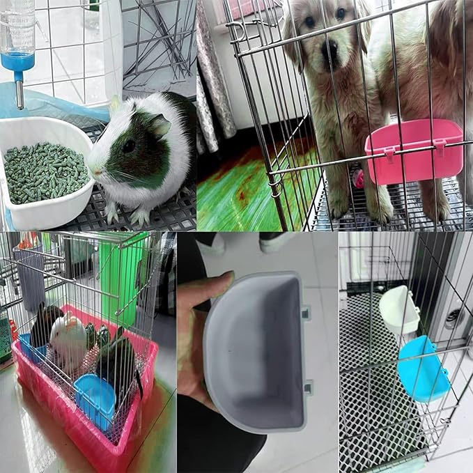 2 Pack Rabbit Food Bowl, Guinea Pig Food Dish Crate Bowls Bird Feeding Dish for Bunny Hutch Hamster Puppy Dog Crate Guinea Pig Ferret Chinchilla